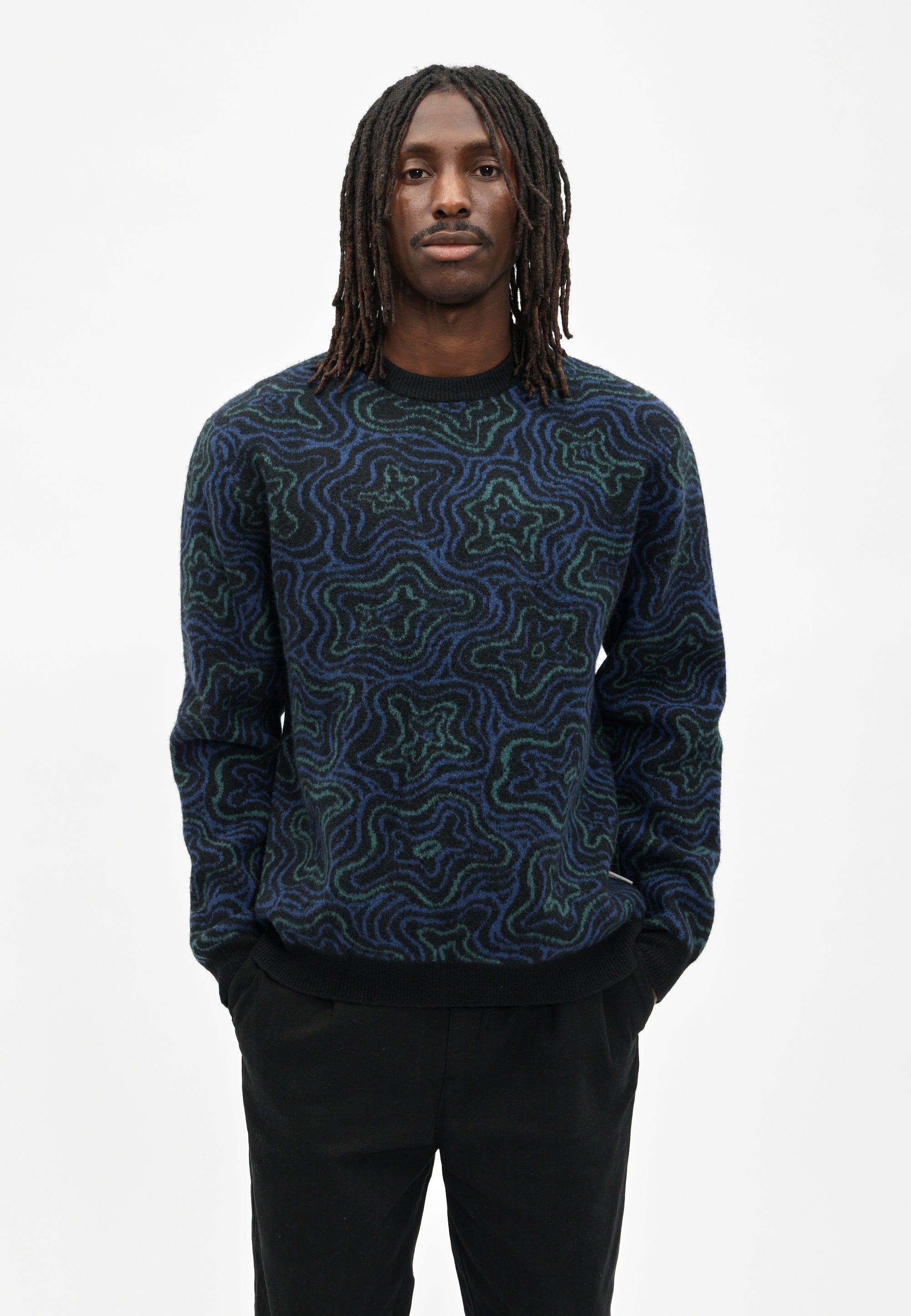 Cleptomanicx Scribbles Knit Black Crewneck Pullover Herren schwarz